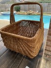 Vintage Early Century Handmade Large Wicker Shopping Basket 15x 11    With Handle