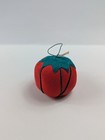 Vintage Red Tomato Sewing Needle Pin Cushion With Strawberry 1 5  Made In Japan