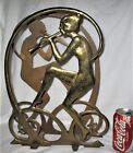 Antique Cast Iron Brass Usa Art Deco Nude Lady Music Magazine Stand Rack Holder