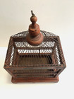 Vintage Antique  Victorian Wood And Wire Bird Cage W hand Painted  Flowers L  k 