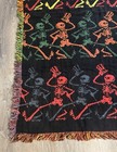 Vintage Grateful Dead Dancing Skeleton Tapestry Fringe Throw Blanket 70x48 Rare