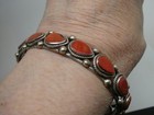 Vintage Southwestern Coral Sterling Silver 925 Cuff Bracelet Size 7 3 4 