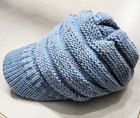 Cc Beanietail Warm Knit Confetti Messy High Bun Ponytail Visor Blue Beanie Cap