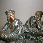 Pair Of Antique French Patinated Spelter Figurine Statues Mantel Decor 