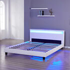Full queen Size Platform Bed Frame W  Pu Leather Headboard Led Lighted Bedroom