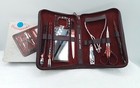 9 Set Manicurevintage New Opened Box Split Burgundy Leather Stainless Steel
