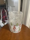 Yankee Candle Gnomes Winter Holiday Crackle Glass Large Candle Holder Nib