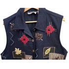 Vintage 90s Wool Folk Vest Embroidered Patchwork Boho Indie Xl Fall Autumn Boho