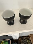 A Pair Of Vintage Mid-century Modern Black And White Ceramic Egg Cups