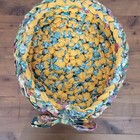 Handmade Braided Rug Basket 10  Cotton Fabric Boho Farmhouse Country Art Decor