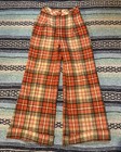Vintage 70s Womens 9 Bobby Brooks Wool Flare Leg Pants Plaid Fall Fashion 26x29
