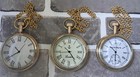 Set Of 3 Vintage Brass Pocket Watches Antique Style Collectible Steampunk Decor 