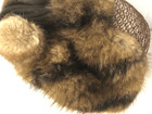 Super Cute Vintage Mink Fur Ladies Clip On Hair Piece Hat Pom Pom 1950   s Striped