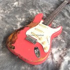 Custom Shop St Electric Guitar Vintage Heavy Relic Aged Fiesta Red Over Sunburst