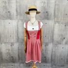 Wonderland Red Gingham Dirndl Dress Floral Embroidery Oktoberfest Size 40 