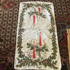 Mcm Christmas Linen Kitchen Tea Towel Holly   Candle 17x29