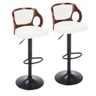 Vecelo Barstools Set Of 2 counter Height Stools  Bentwood Back arm  Pearl White