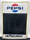 Vintage Say Pepsi Please Metal Advertising Chalkboard Blackboard Menu Sign Stout