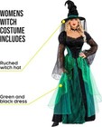 Deluxe Women s Green Witch Costume   Hat Adult Witch Halloween Dress S - 3xl