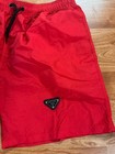 Prada Men s Red Solid Swim Trunks Drawstring Elastic Waist Regular