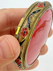 Vintage Makeup Compact  Foster Red Floral Trim Mirror Fold Out