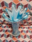 Vintage Handblown Blue   White Glass Vase