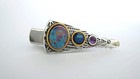 Small Turquoise Blue And Purple Stone Metal Alligator Hair Clip Fine Thin Hair