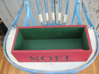 Antique Wood Box Red Milk Paint Noel Stencil W Christmas Tree