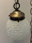 Vintage Mcm Double Hanging Ceiling Light Fixture Swag Lamp Clear Texture Globes
