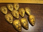 Lot Of 10 Mask Post Earrings France Vintage Brass Stampings Findings Jewelry 