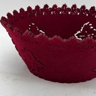 Red Felt Decorative Bowl Lace Edge Cutout Leaf Design Holiday Table Centerpiece