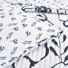  Scandinavian Floral 3 Piece Quilt Set Full queen Navy   White