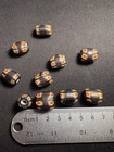 10 Vintage Indian Glass Trade Beads -  b1528  Fancy Chevron 15  Mm Lot