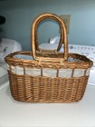 Handmade Wicker Basket W  Handles Farmhouse Rustic Primitive Decor 10    X 6    X 6   