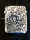 Antique George V English Sterling Silver Vesta Case Match Safe Birmingham 1912