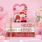 4 Pcs Valentine s Day Wooden Book Stack Decorations  Hugs Kisses Valentine Wishe