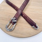 Vintage Brighton Belt Womens M Brown Full Grain Leather Silver Buckle Western