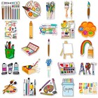 Art Painting Stickers  100pcs Paint Palette Stickers Paint Brushes Sticker Pigme