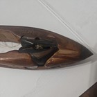 Vintage Wood Textile Weaving Loom Shuttle Boat Marked 267 Metal Ends 16 5 Inches