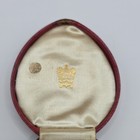 Rare Antique Victorian Leather Heart Box Crown Royal Warrant Pendant Case Red