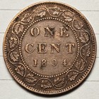1894 Canada Large Cent One Penny Coin   Key Date Better Grade 1p 1c
