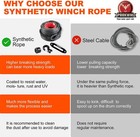 26500lbs Synthetic Winch Rope 3 8 x100ft Winch Cable Line W winch Hook For Truck