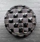Antique Victorian Black Glass Faceted Mourning Button 1 1 4  Checkerboard Motif