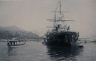 Print Russian Battleship Imperator Nikolai I  harbor At Toulon France 1893