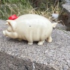 Figural Celluloid Tape Measure Pink Pig Wearing Red Top Hat  2-1 2   tape Works 