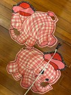 Vintage Pink Elephant Printed Craft Fabric Cut N Sew Child   s Pillow Toy Mcm