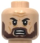 Lego New Light Nougat Minifigure Head Dual Sided Black Eyebrows Beard Crows Feet