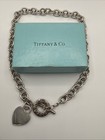 Silver Deal   Vintage Tiffany   Co Sterling Silver Heart Tag Toggle Necklace