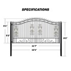 Zumi 12x6 Ft Single Swing Driveway Gate Outdoor Steel Gate Floral Scrollwork