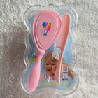 Vintage Sanitoy Comb   Brush Set In Sealed Case Pink Balloons Nylon Bristles Usa